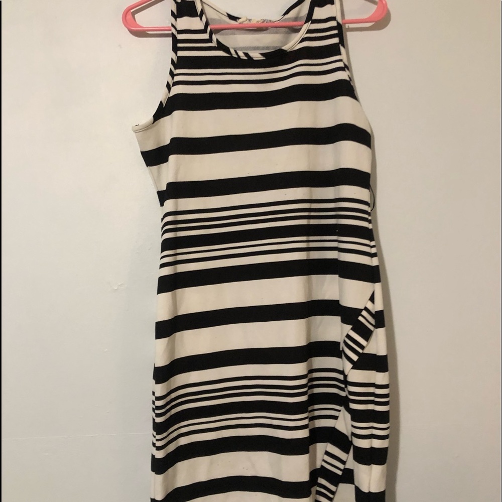 black and white striped dress